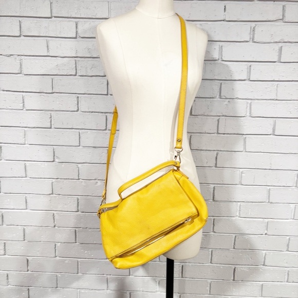Paul Costelloe Leather Flap Yellow Crossbody Bag - Picture 1 of 5